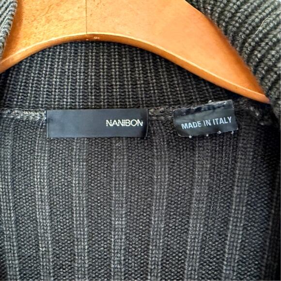 Nanibon Men's Quarter Zip Sweater Cable Italy Premium 100% Virgin Wool - Picture 7 of 8